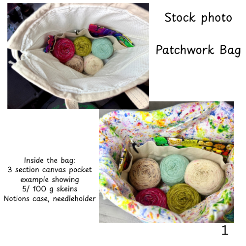 Spooky Patchwork Project Bag (skeleton handles)