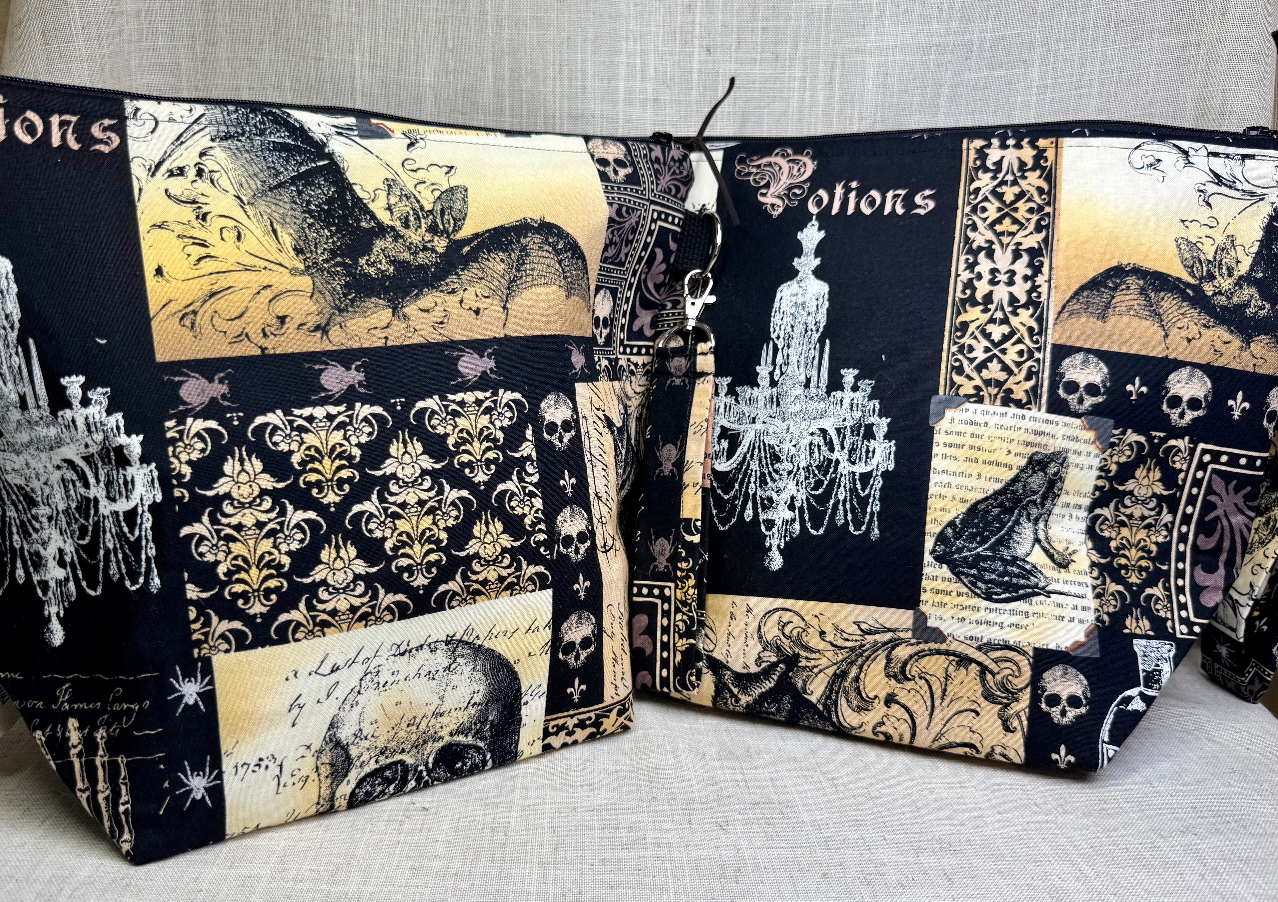 Spells and Potions  Zipper Bucket Bag (placement varies- pic shows front and back of each)