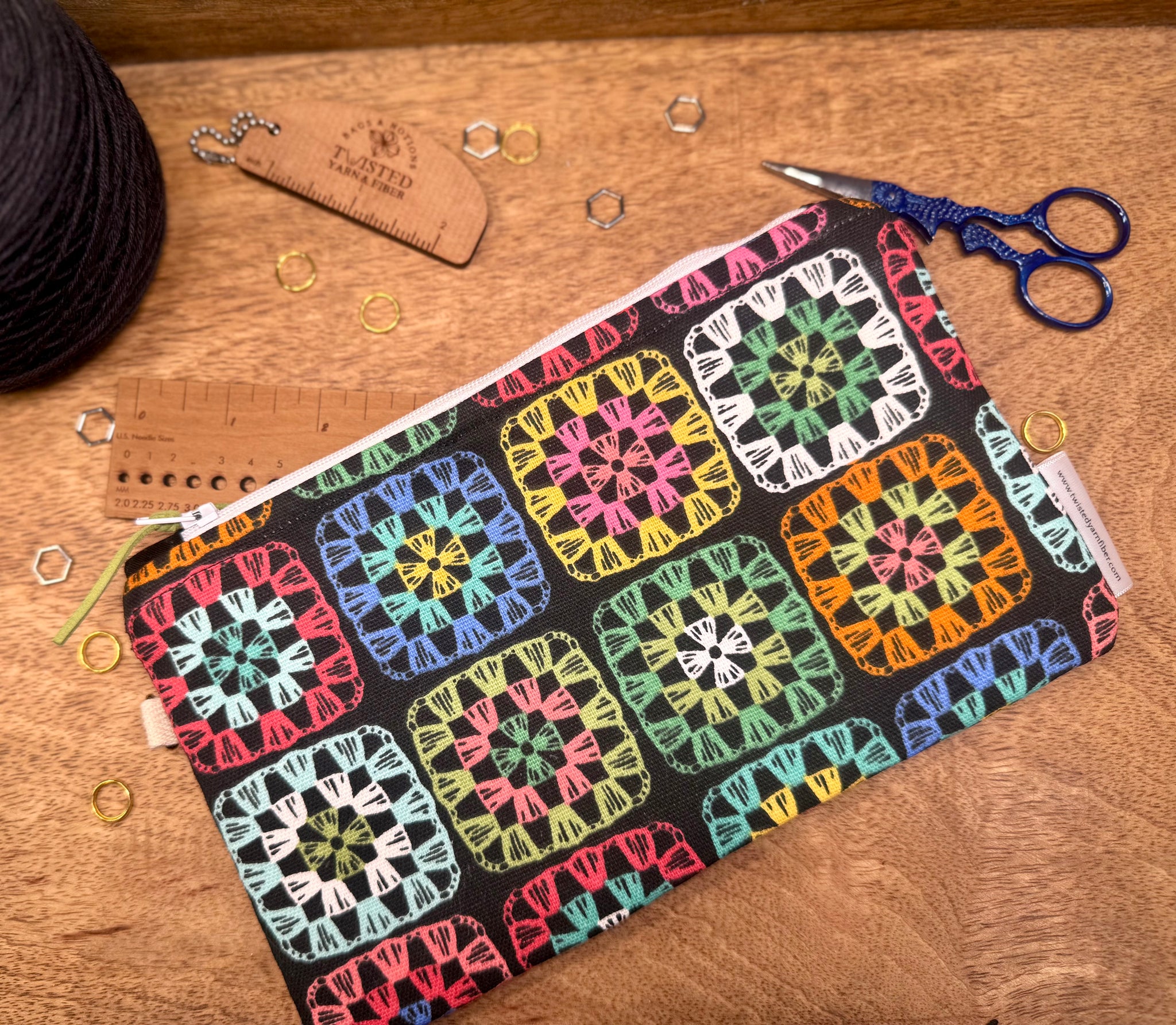 Granny Squares Zipped Notion Bag