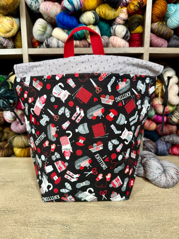 Cats and Knitting Bucket Bag