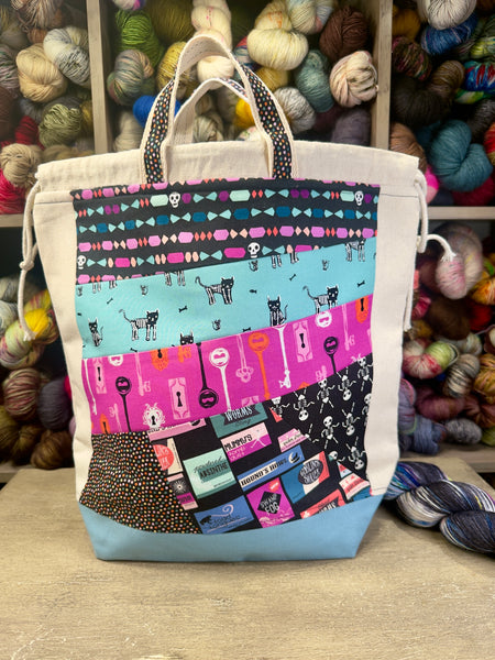 Spooky Patchwork Project Bag (Dots handles)