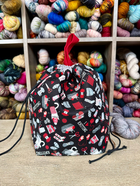 Cats and Knitting Bucket Bag