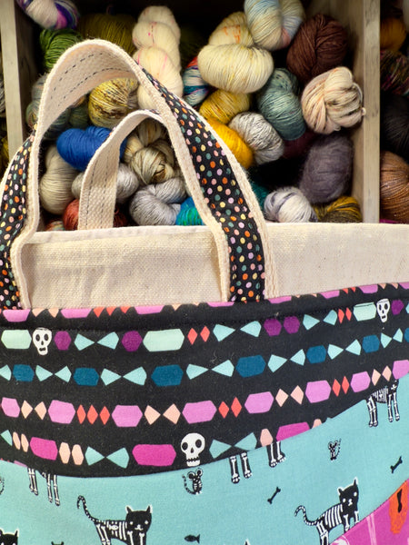 Spooky Patchwork Project Bag (Dots handles)