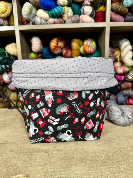 Cats and Knitting Bucket Bag