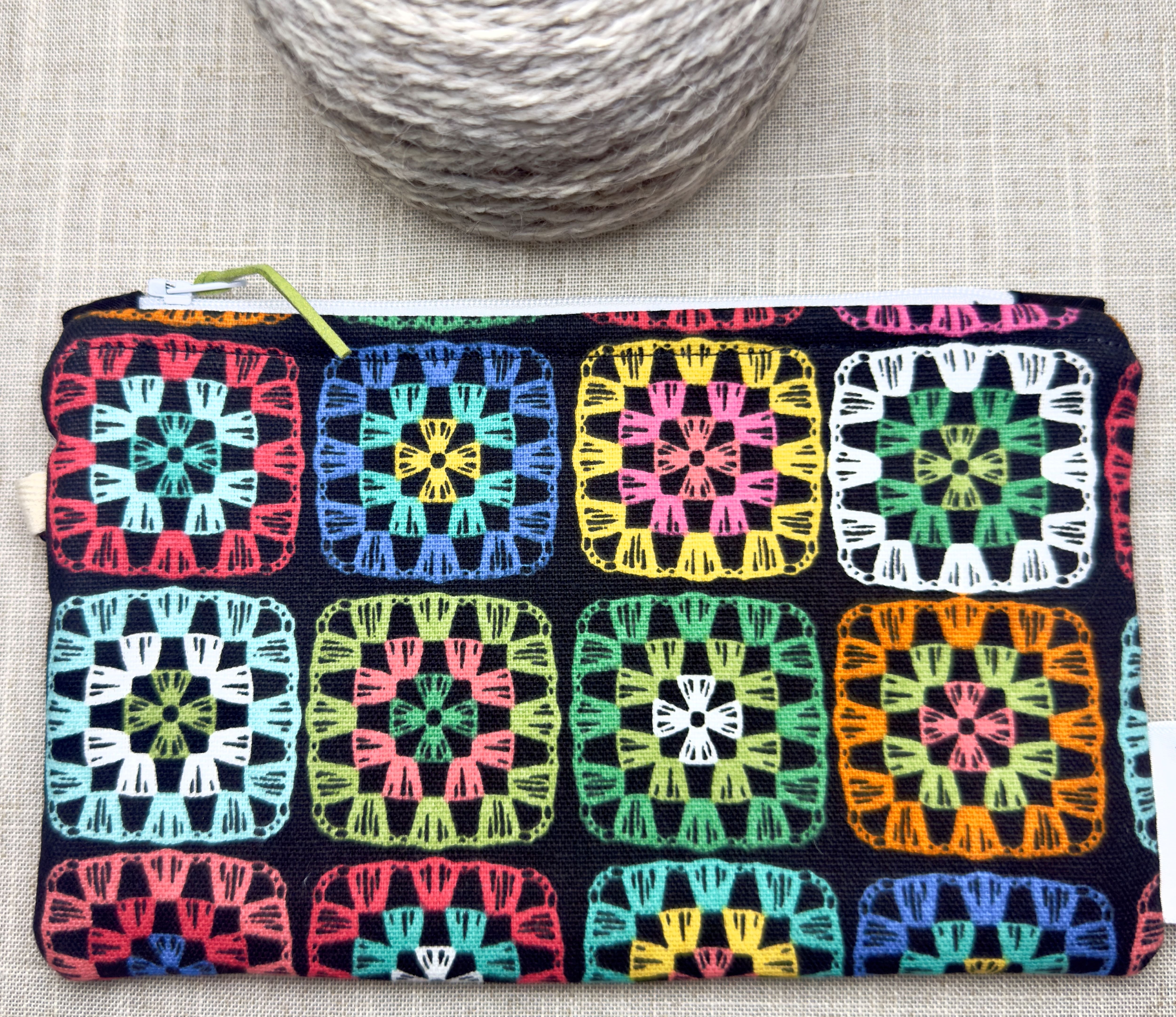 Granny Squares Zipped Notion Bag