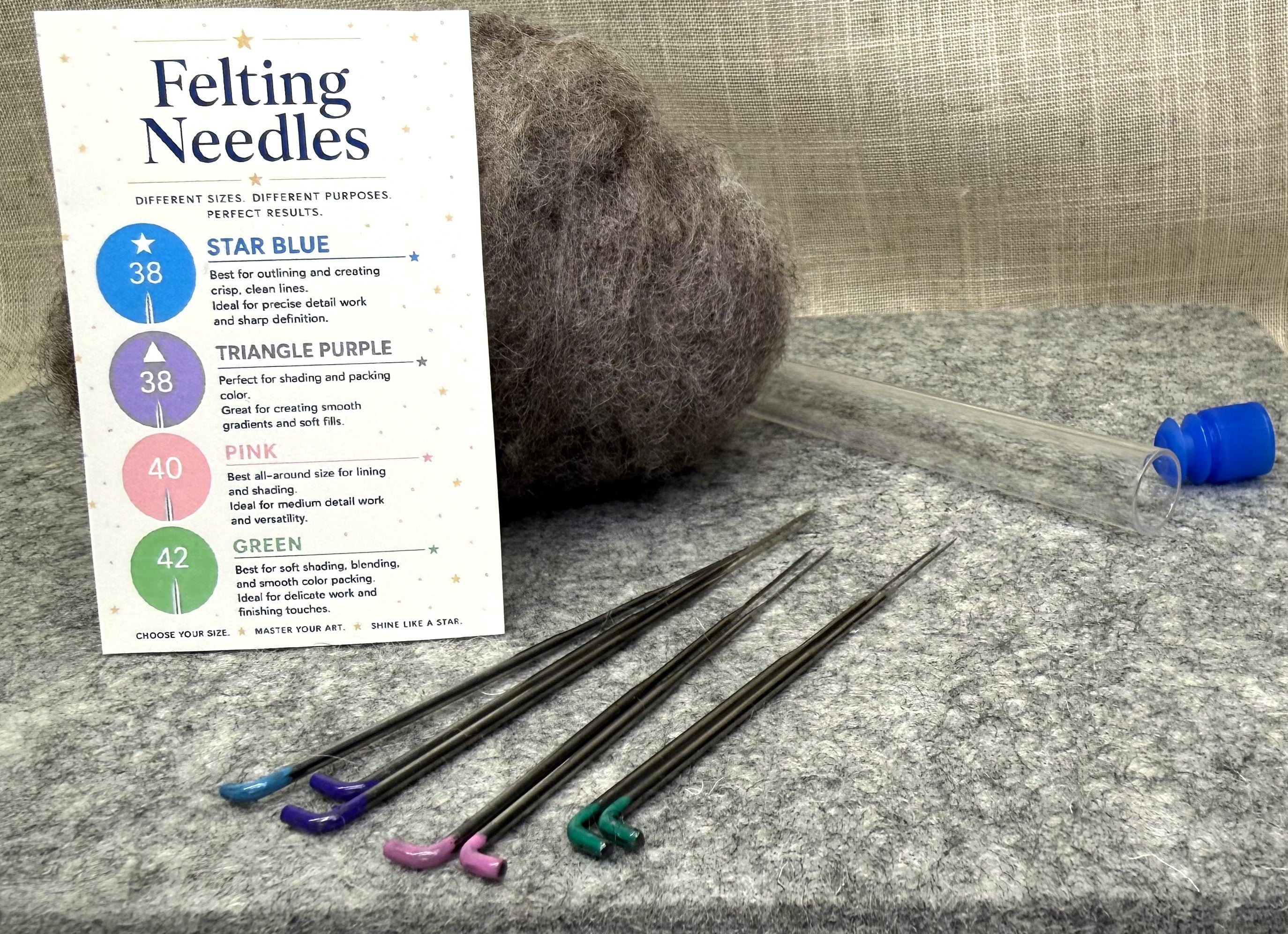 Felting Needles Set of 7 w/ protective tube