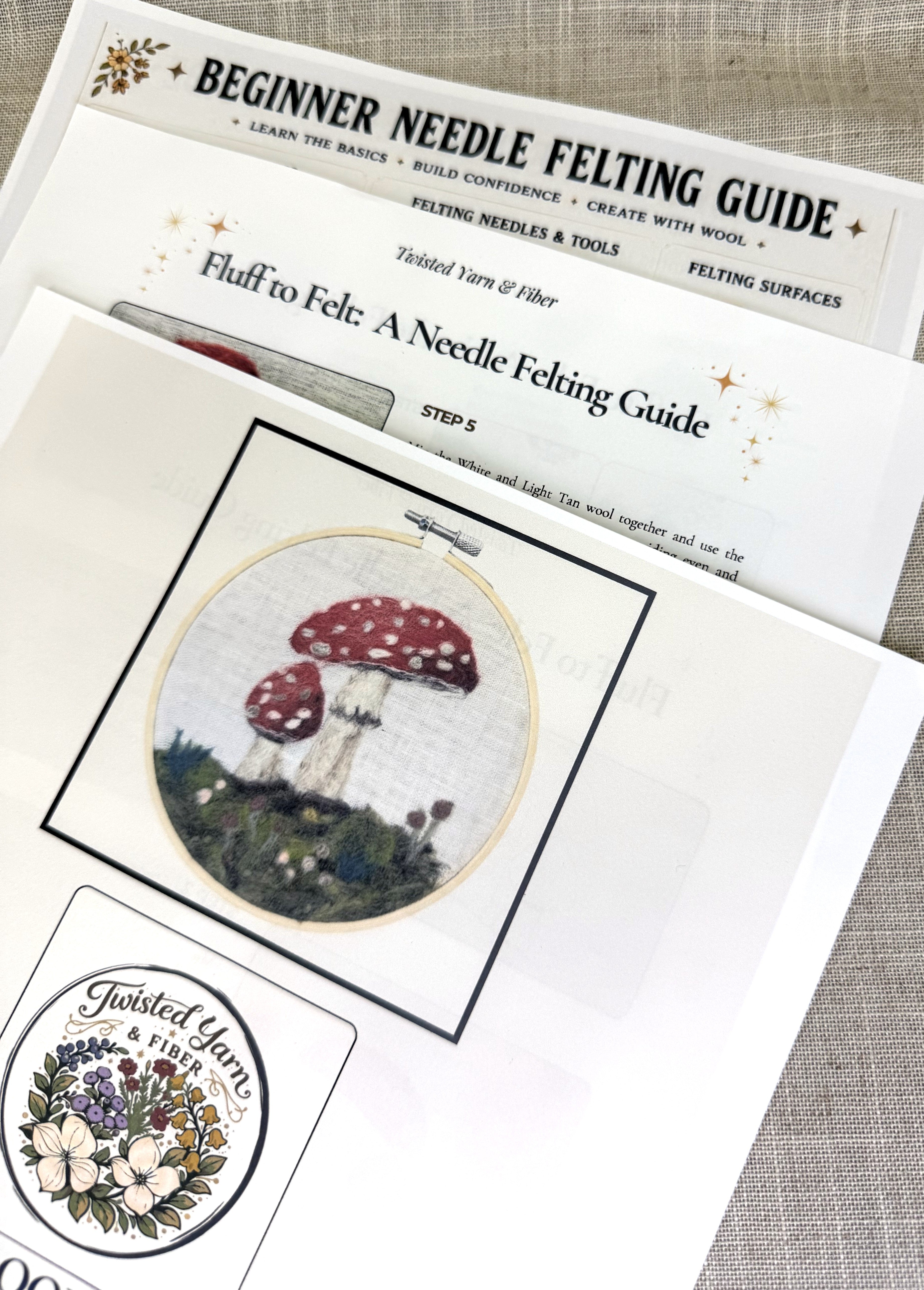 Red Cap Mushroom/  Amanita Muscaria/ Fly Agaric Needle Felting Kit (Cream)