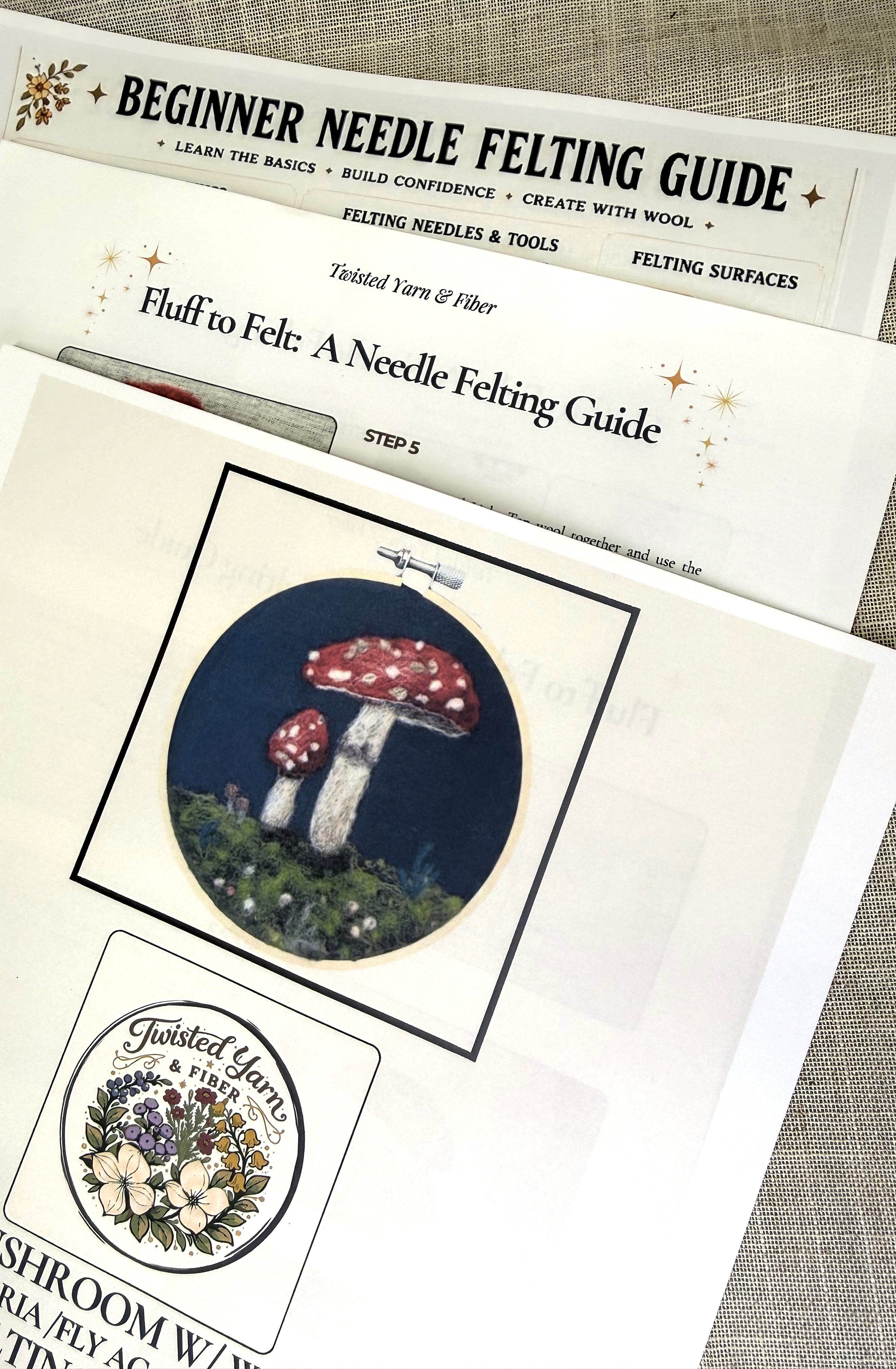 Red Cap Mushroom/  Amanita Muscaria/ Fly Agaric Needle Felting Kit (Navy)