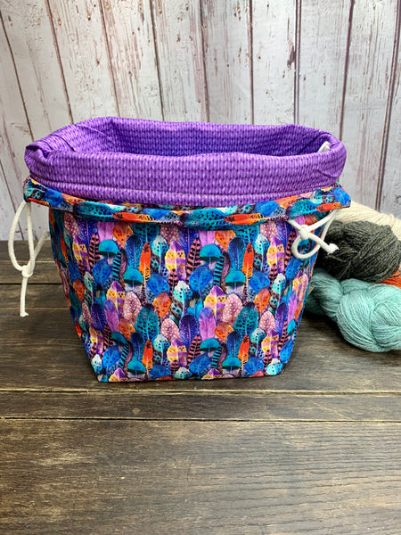 Purple Feathers Bucket Bag